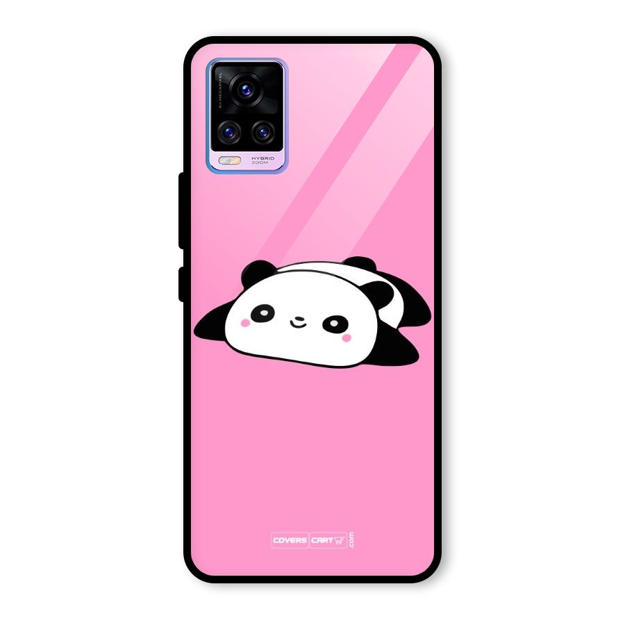 Cute Lazy Panda Glass Back Case for Vivo V20 Pro
