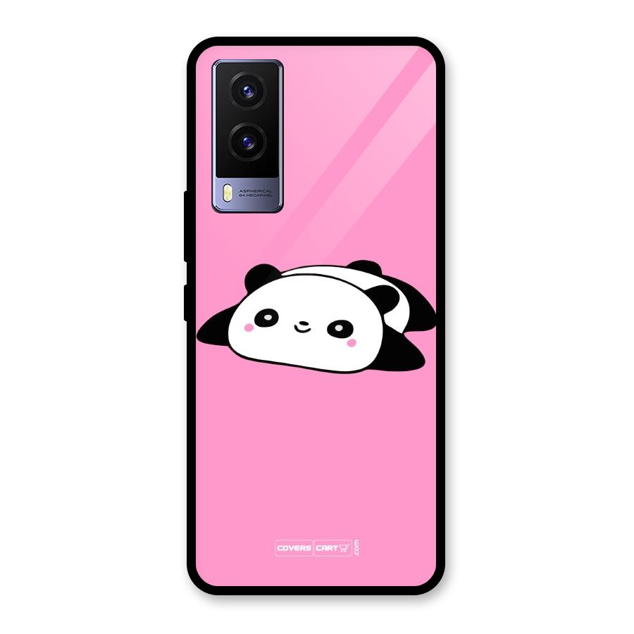 Cute Lazy Panda Glass Back Case for Vivo V21e 5G