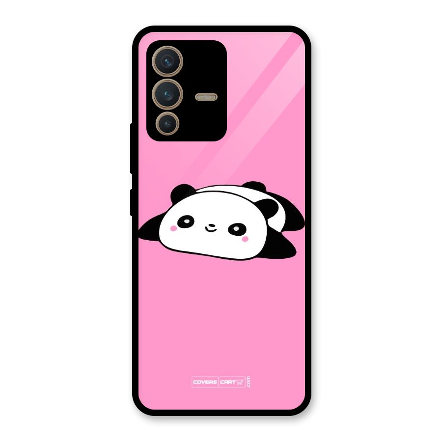Cute Lazy Panda Glass Back Case for Vivo V23 5G