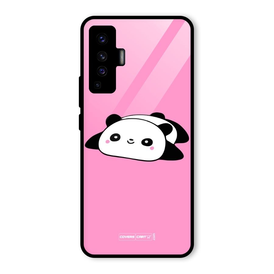 Cute Lazy Panda Glass Back Case for Vivo X50