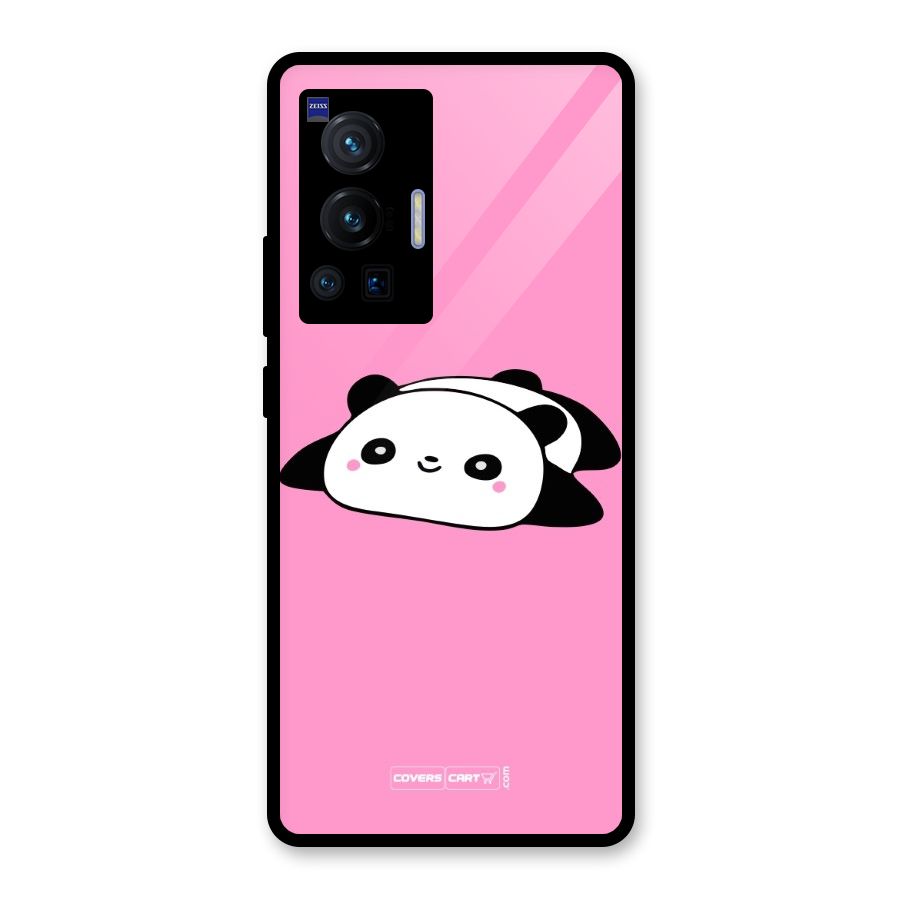 Cute Lazy Panda Glass Back Case for Vivo X70 Pro
