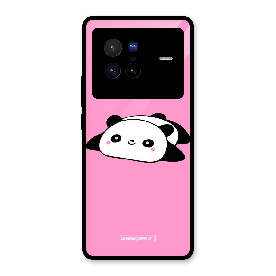 Cute Lazy Panda Glass Back Case for Vivo X80