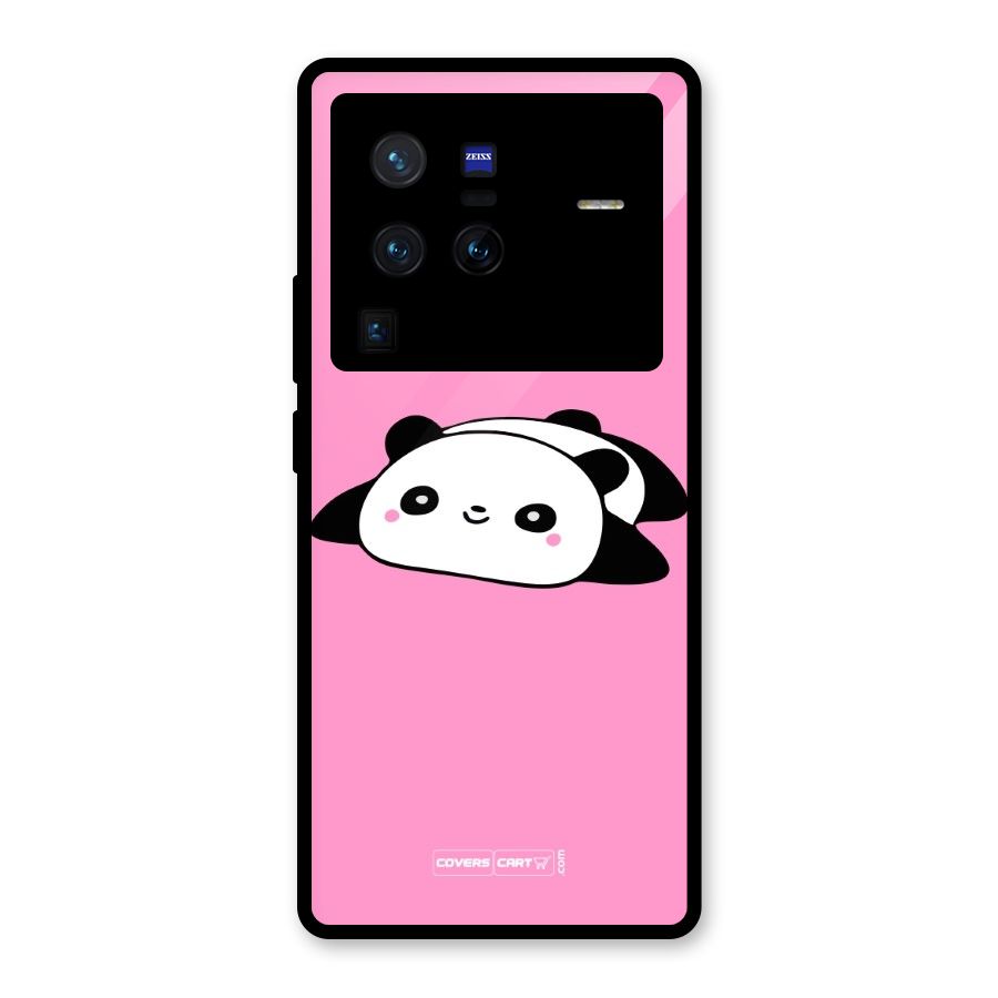 Cute Lazy Panda Glass Back Case for Vivo X80 Pro