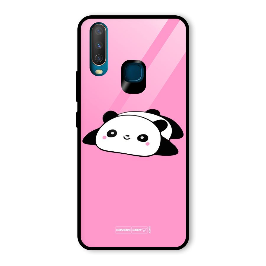 Cute Lazy Panda Glass Back Case for Vivo Y15