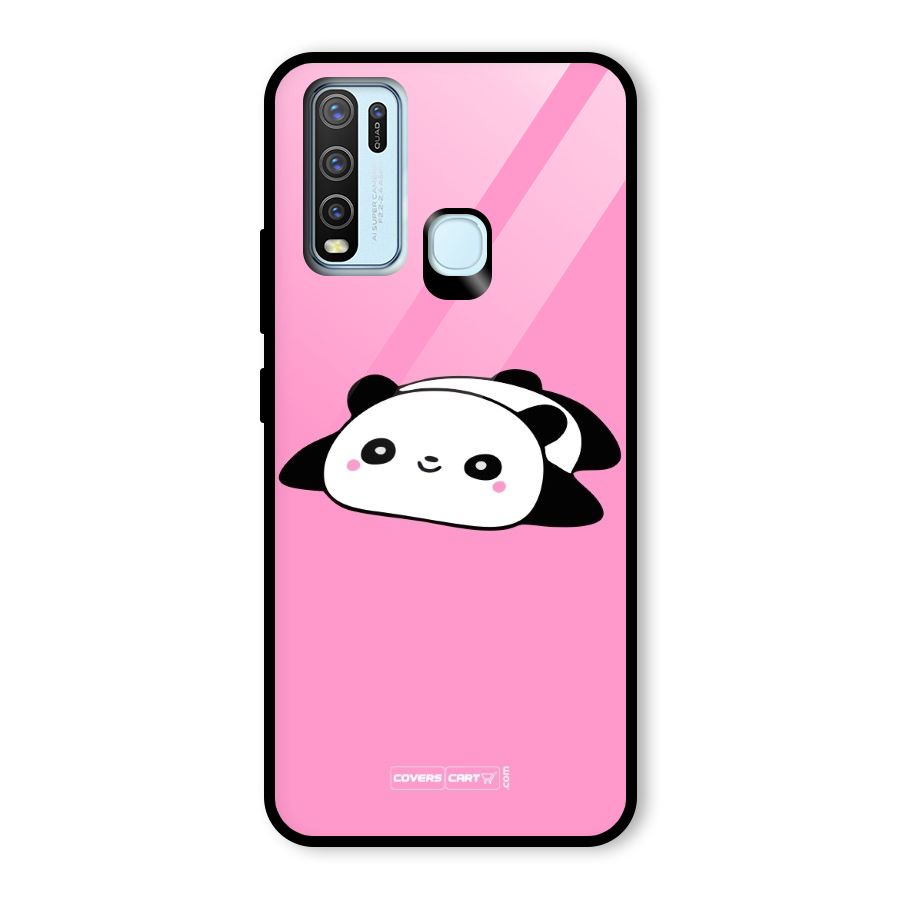 Cute Lazy Panda Glass Back Case for Vivo Y50