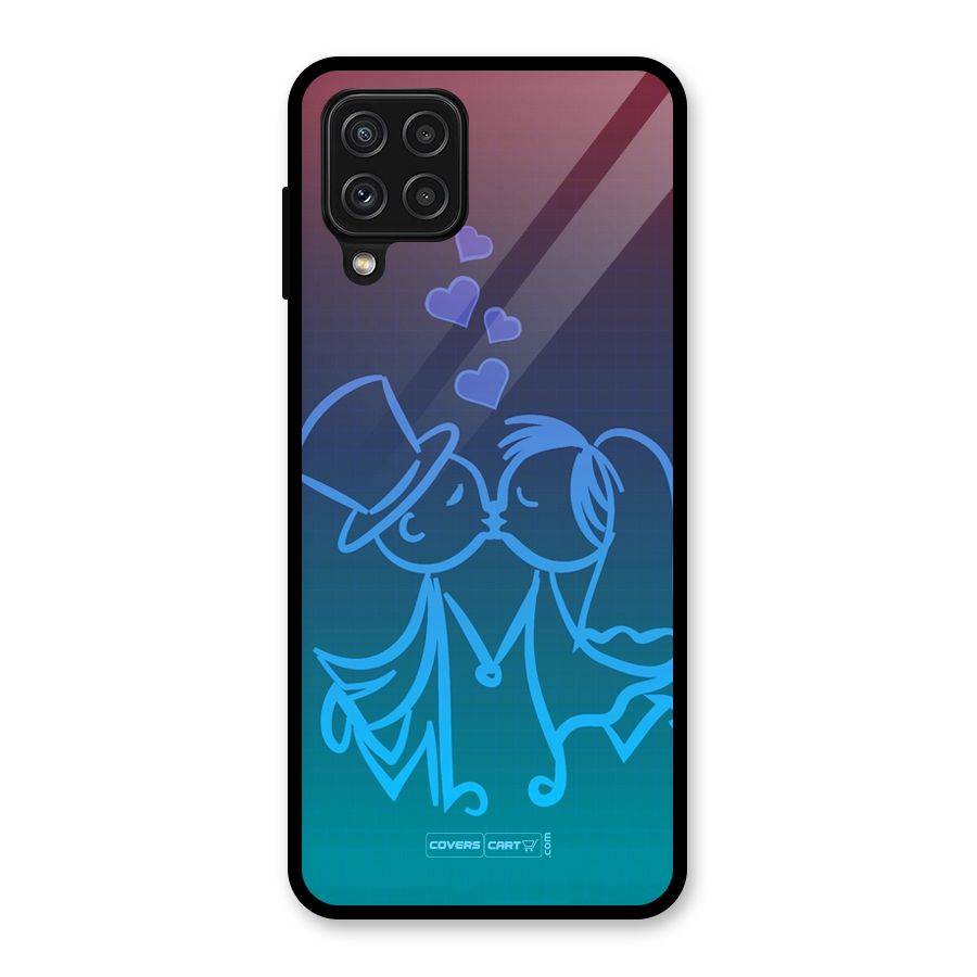 Cute Love Glass Back Case for Galaxy A22 4G