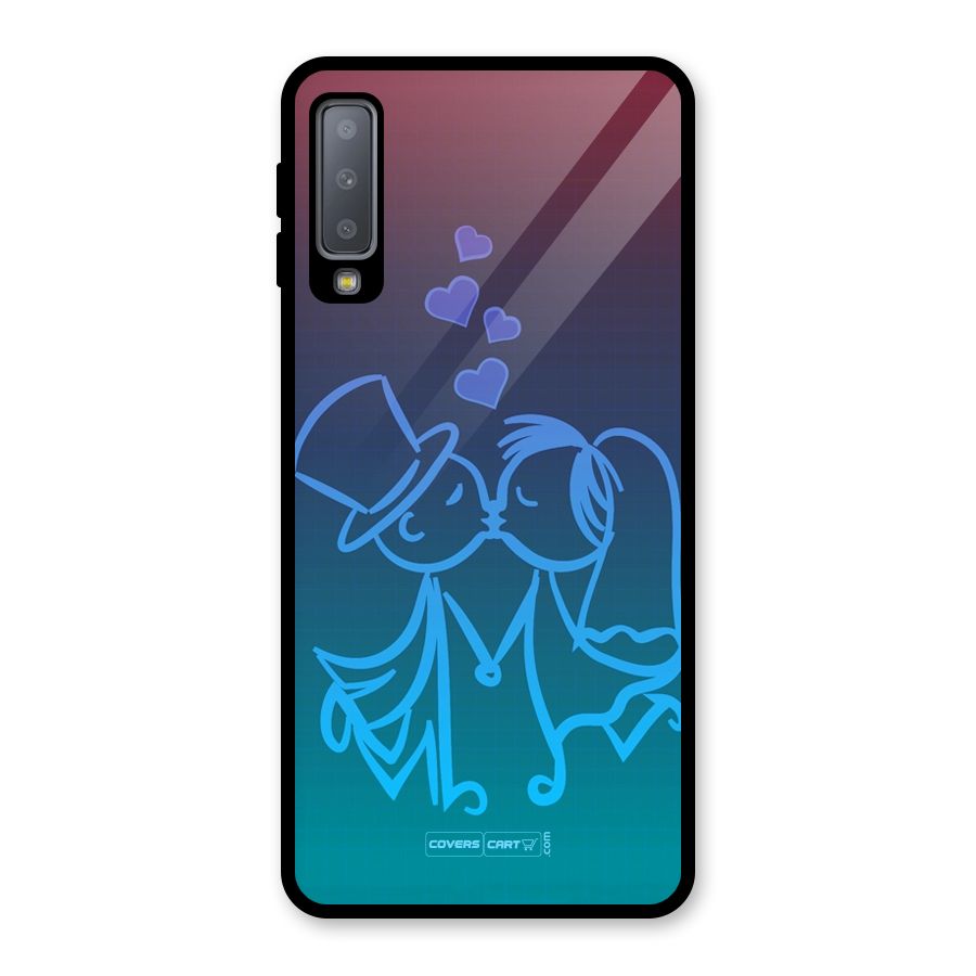 Cute Love Glass Back Case for Galaxy A7 (2018)