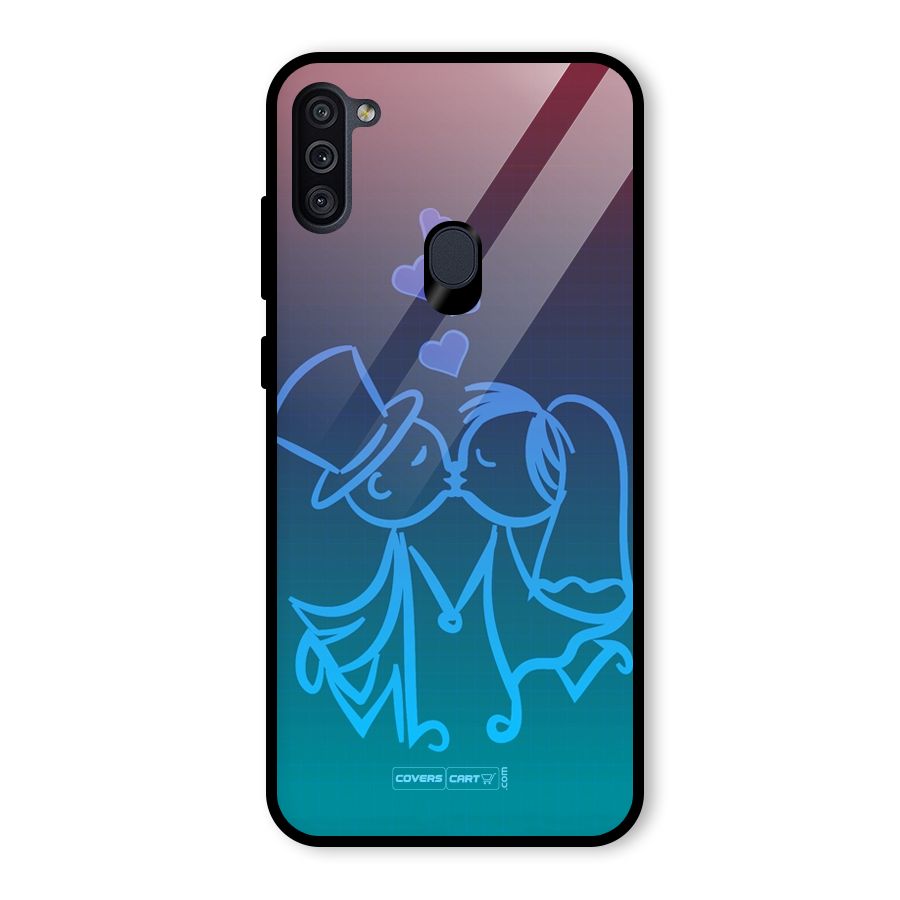 Cute Love Glass Back Case for Galaxy M11