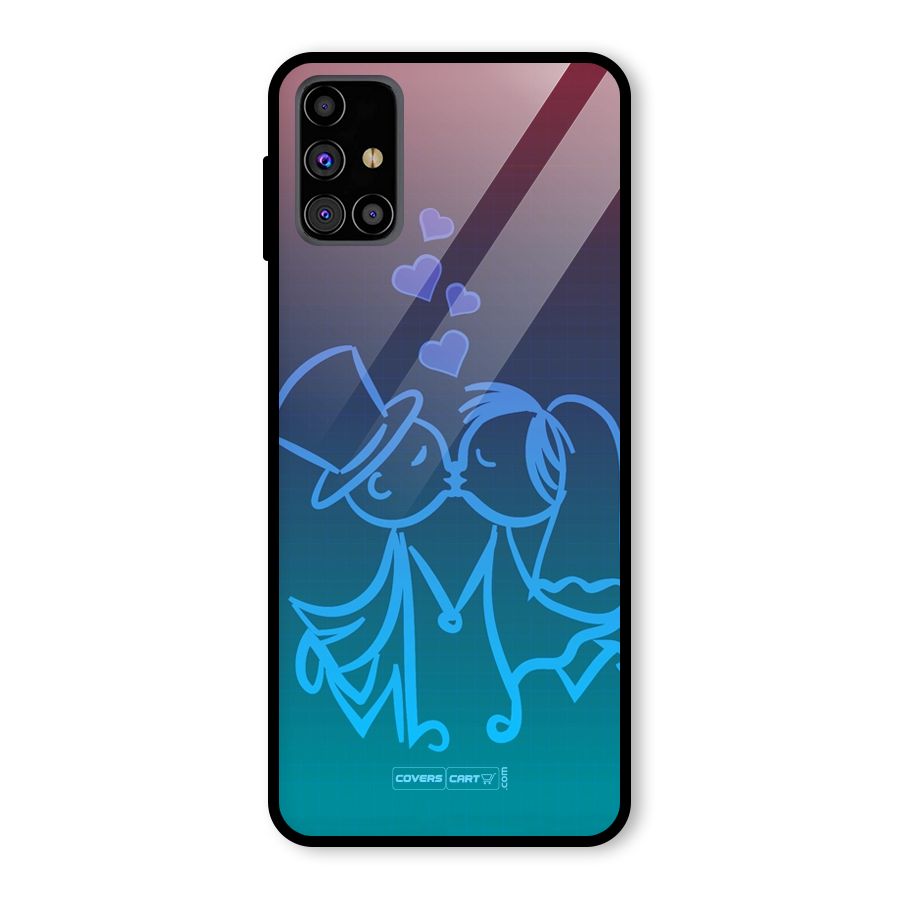 Cute Love Glass Back Case for Galaxy M31s