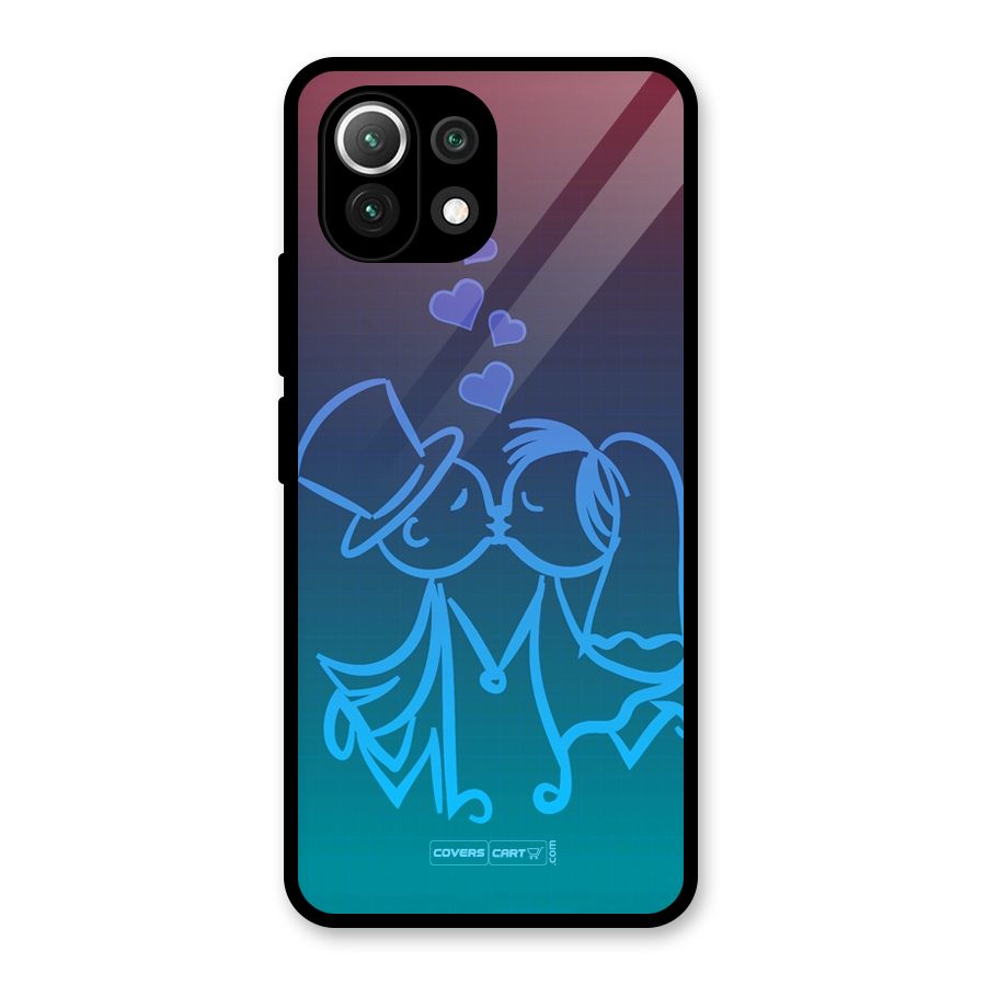 Cute Love Glass Back Case for Mi 11 Lite