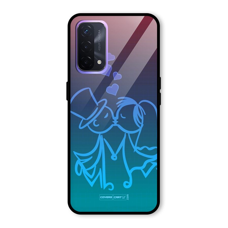 Cute Love Glass Back Case for Oppo A74 5G