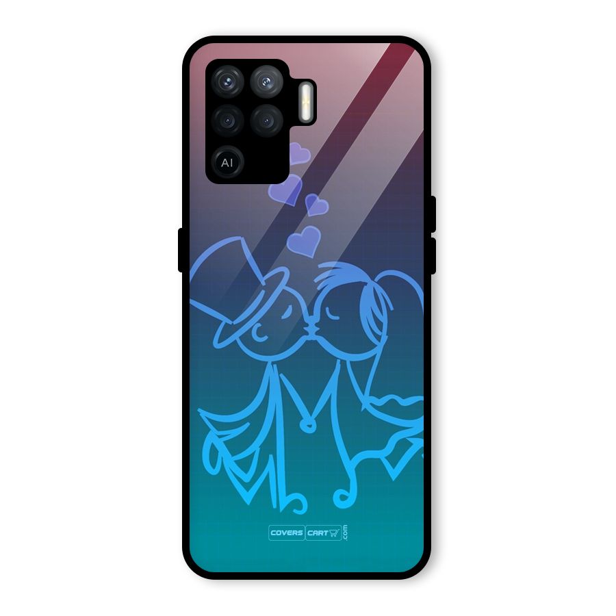 Cute Love Glass Back Case for Oppo F19 Pro
