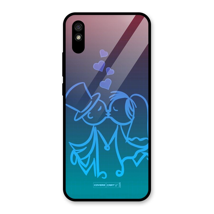 Cute Love Glass Back Case for Redmi 9A