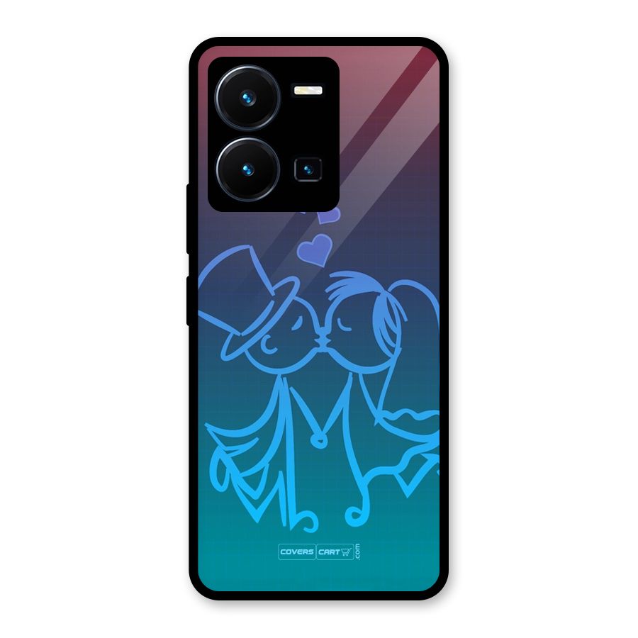 Cute Love Glass Back Case for Vivo Y35