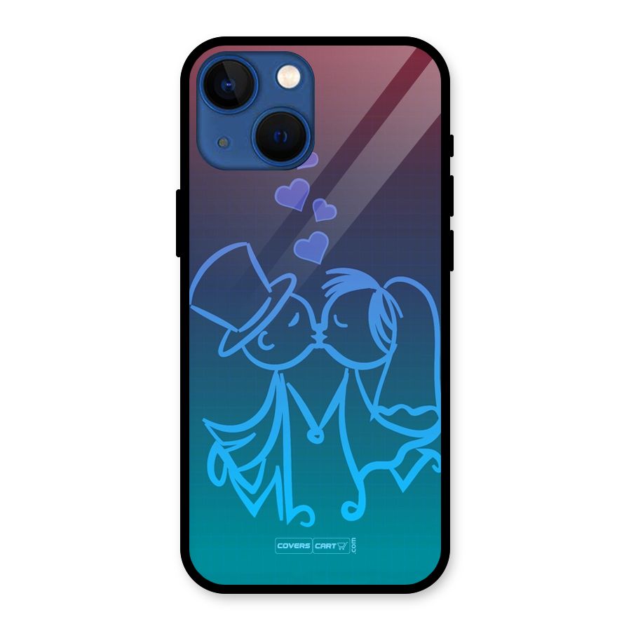Cute Love Glass Back Case for iPhone 13 Mini