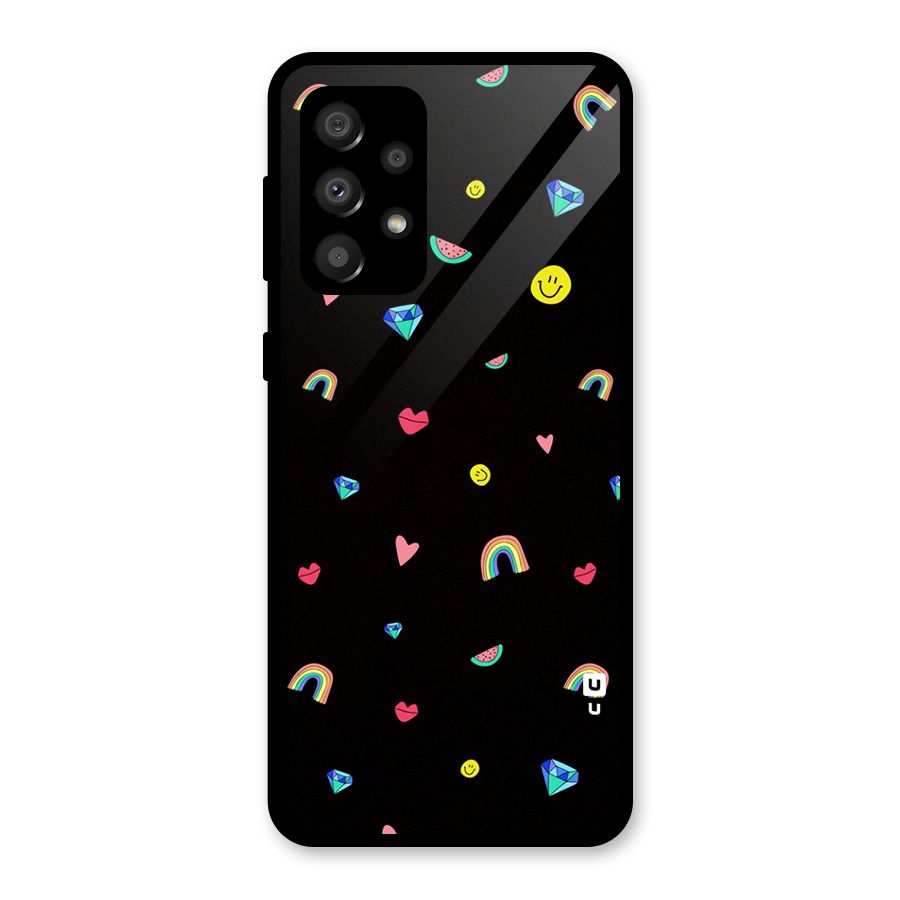 Cute Multicolor Shapes Glass Back Case for Galaxy A32