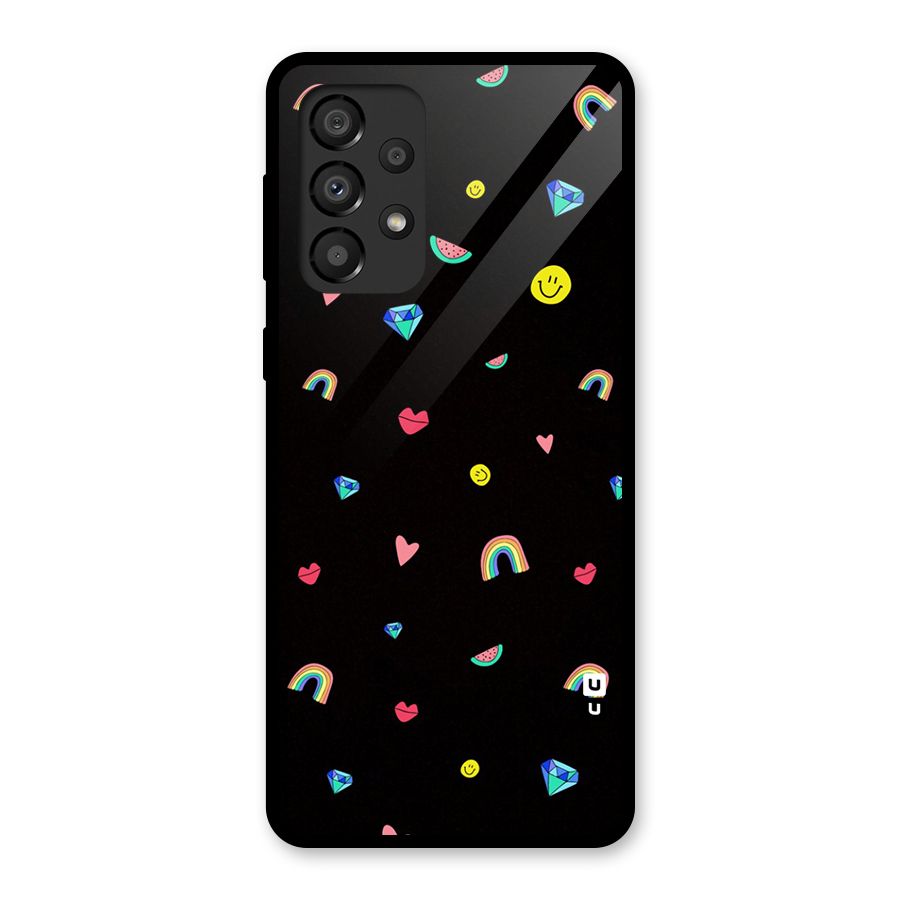 Cute Multicolor Shapes Glass Back Case for Galaxy A33 5G