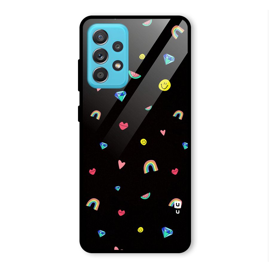 Cute Multicolor Shapes Glass Back Case for Galaxy A52