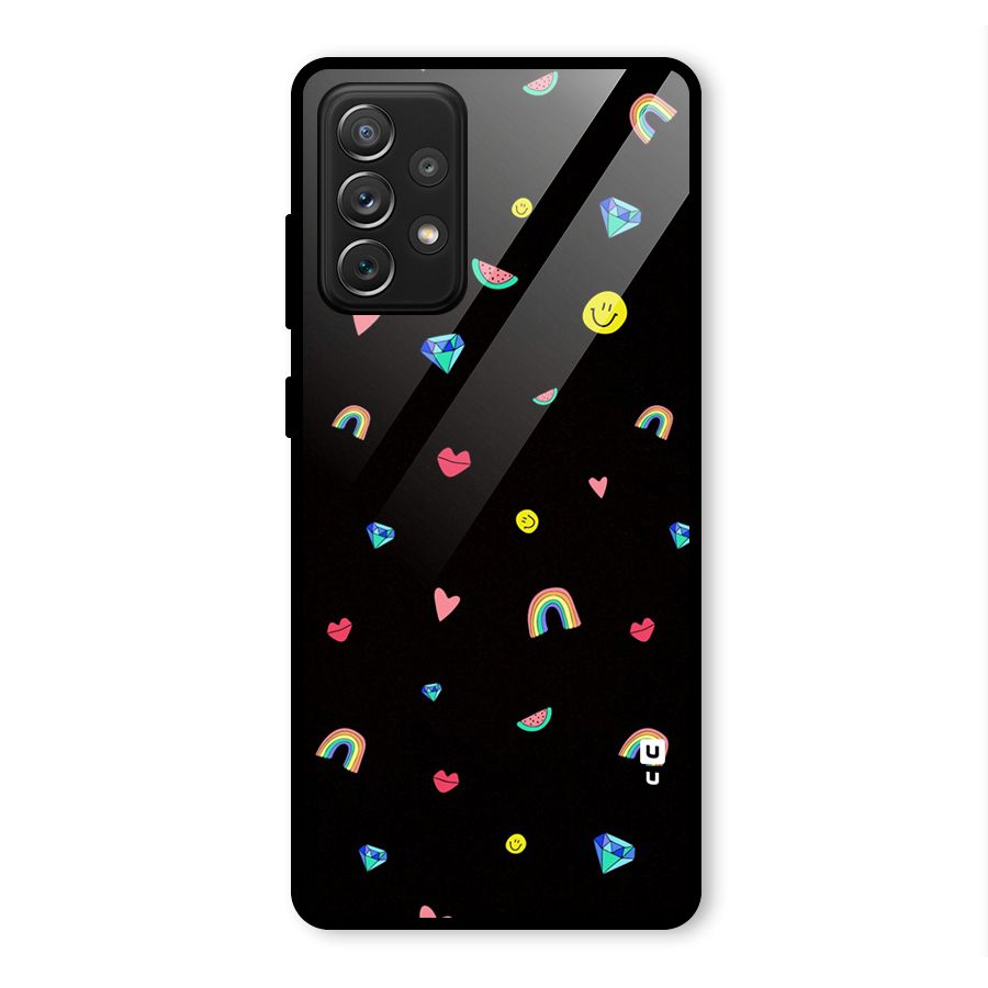 Cute Multicolor Shapes Glass Back Case for Galaxy A72