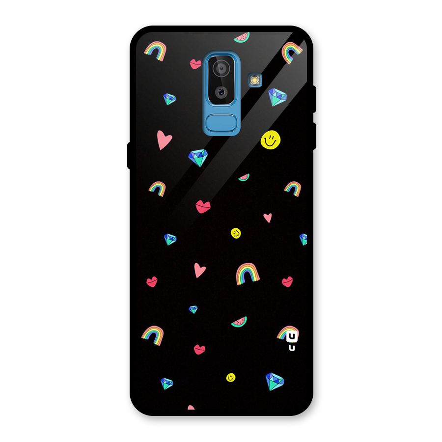 Cute Multicolor Shapes Glass Back Case for Galaxy J8