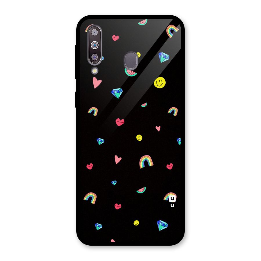 Cute Multicolor Shapes Glass Back Case for Galaxy M30