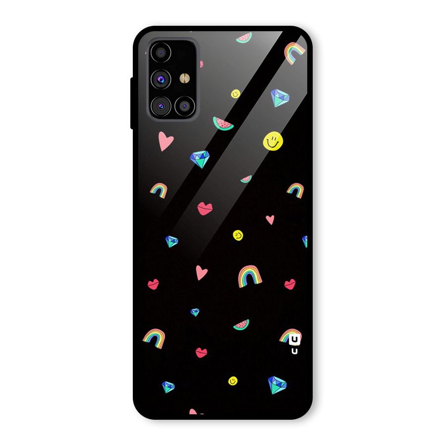 Cute Multicolor Shapes Glass Back Case for Galaxy M31s