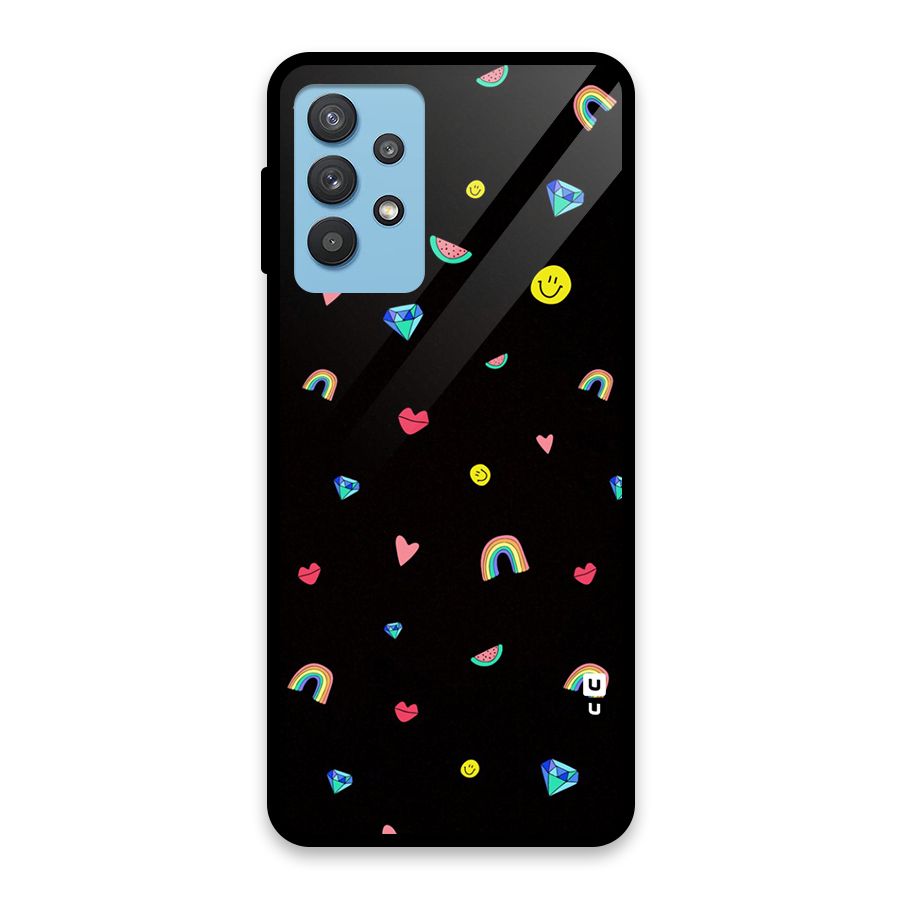 Cute Multicolor Shapes Glass Back Case for Galaxy M32 5G