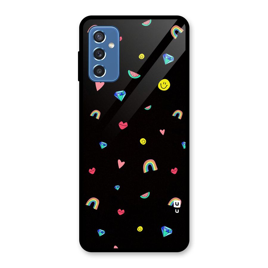 Cute Multicolor Shapes Glass Back Case for Galaxy M52 5G
