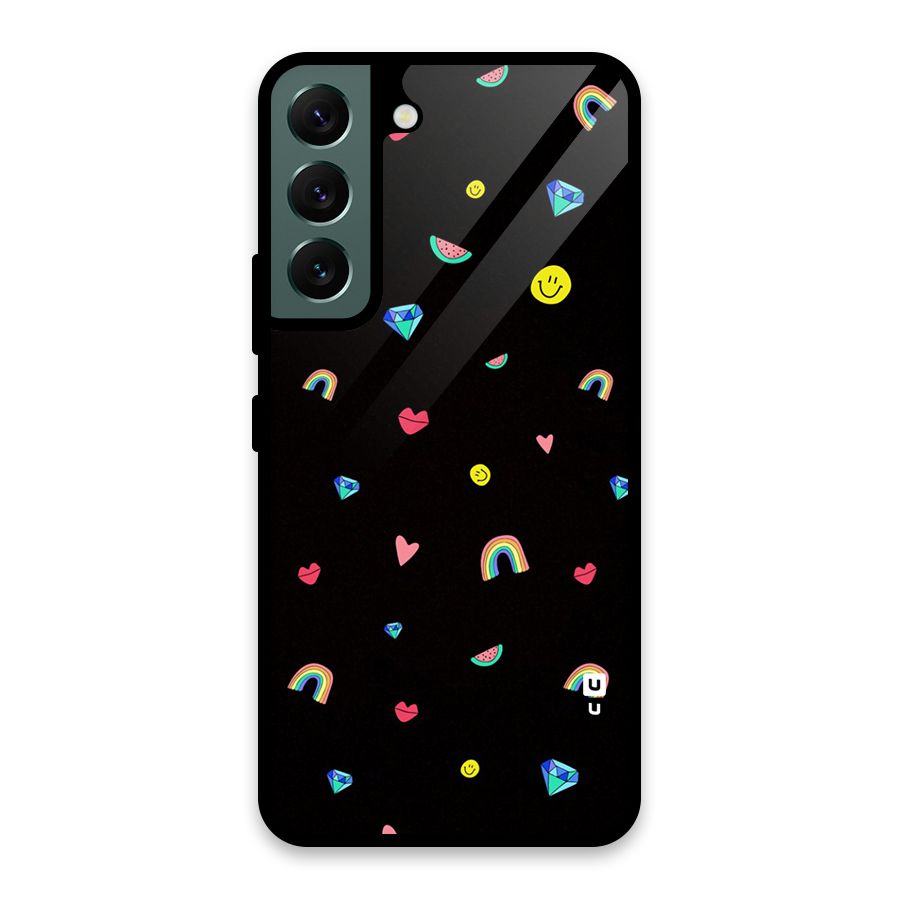 Cute Multicolor Shapes Glass Back Case for Galaxy S22 5G