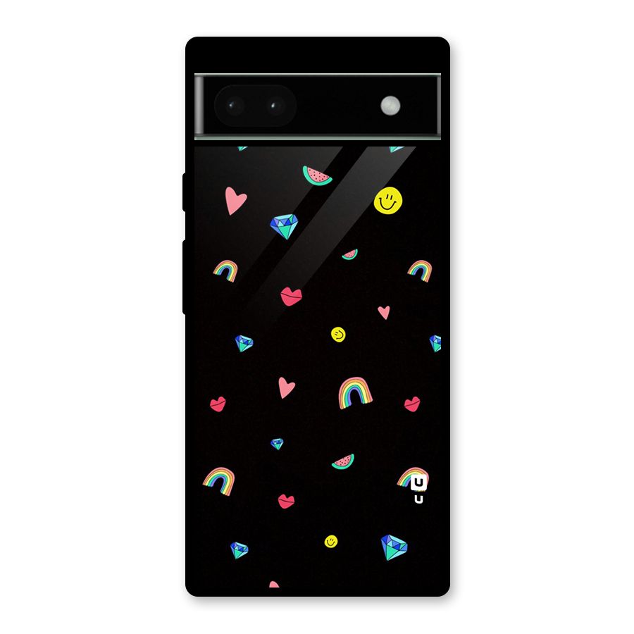 Cute Multicolor Shapes Glass Back Case for Google Pixel 6a