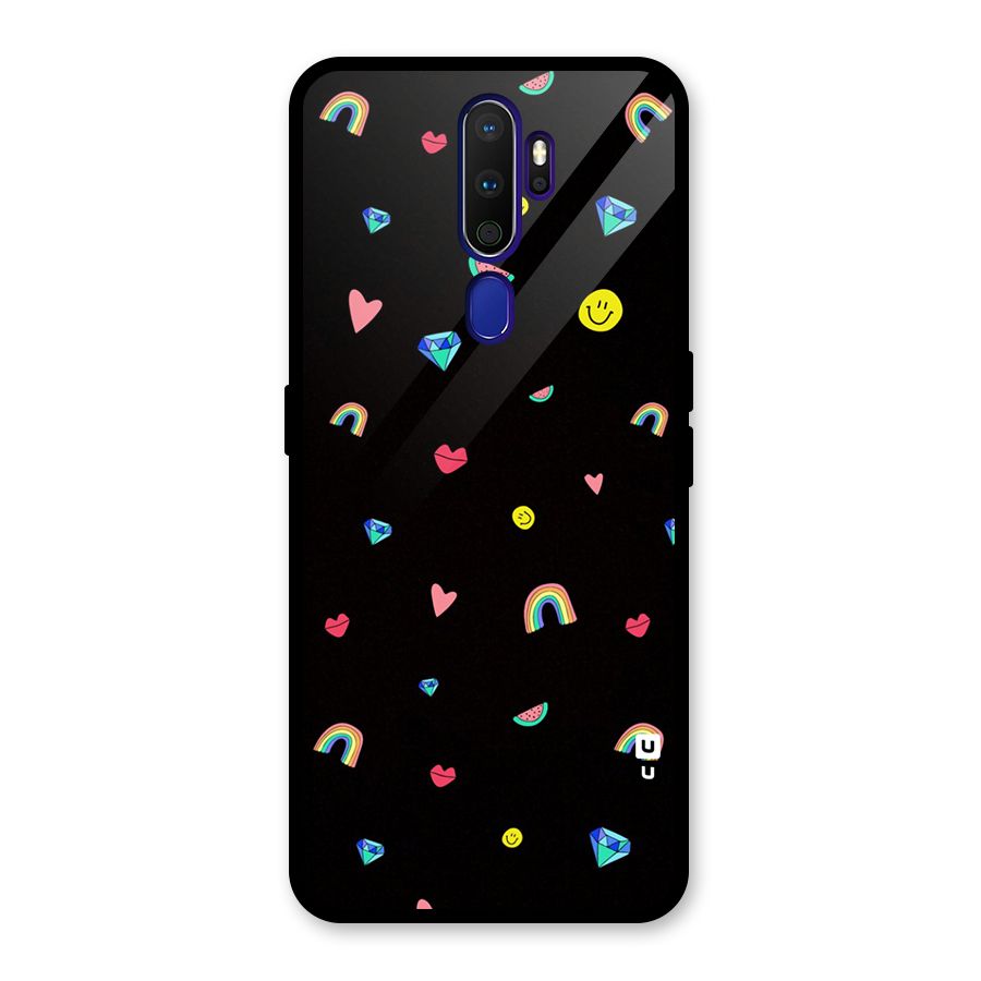 Cute Multicolor Shapes Glass Back Case for Oppo A9 (2020)