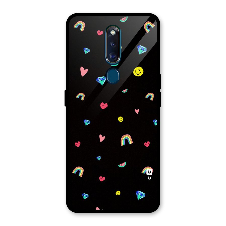 Cute Multicolor Shapes Glass Back Case for Oppo F11 Pro
