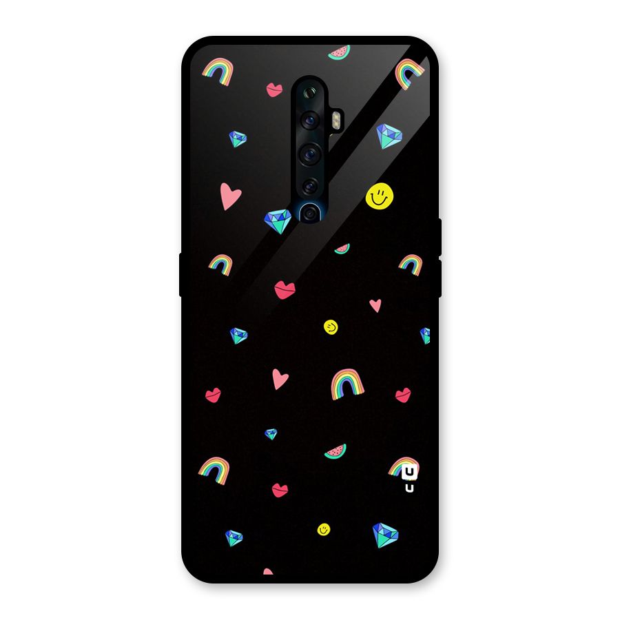 Cute Multicolor Shapes Glass Back Case for Oppo Reno2 Z