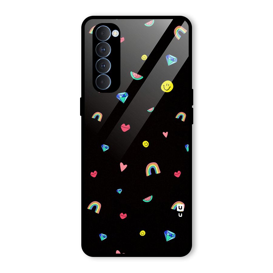 Cute Multicolor Shapes Glass Back Case for Oppo Reno4 Pro