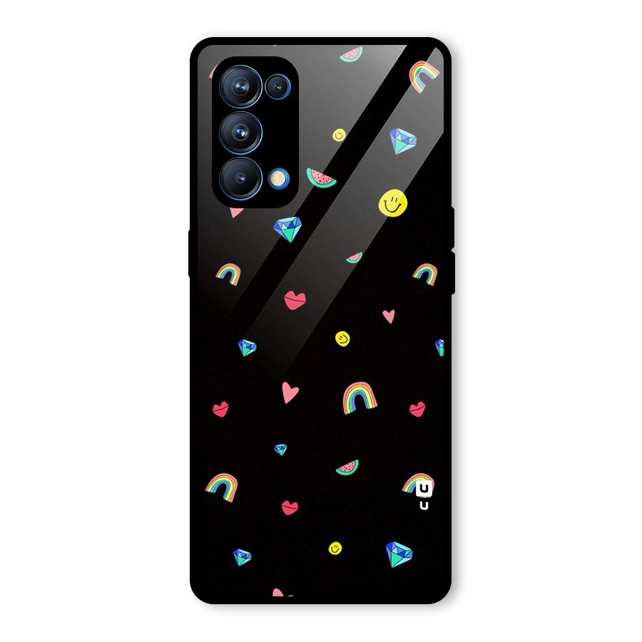 Cute Multicolor Shapes Glass Back Case for Oppo Reno5 Pro 5G
