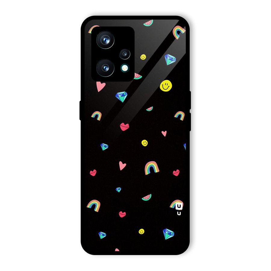 Cute Multicolor Shapes Glass Back Case for Realme 9 Pro Plus 5G