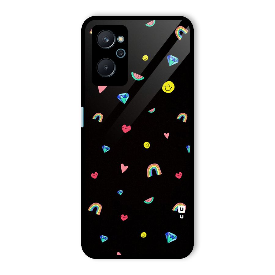 Cute Multicolor Shapes Glass Back Case for Realme 9i