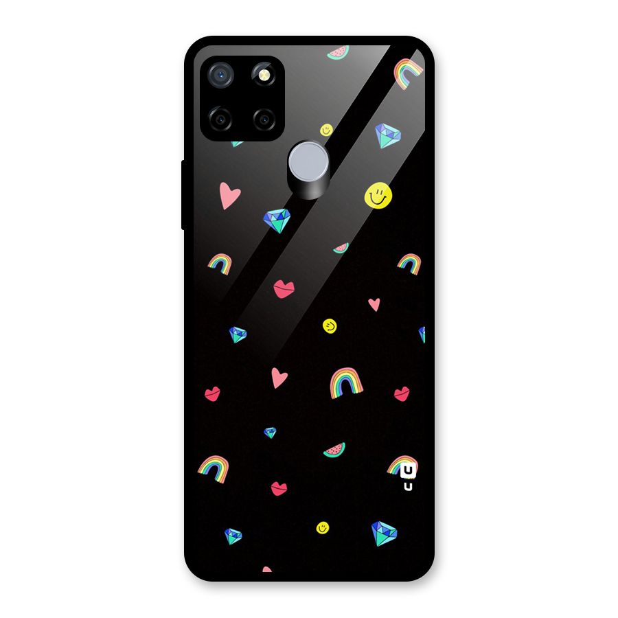 Cute Multicolor Shapes Glass Back Case for Realme C12