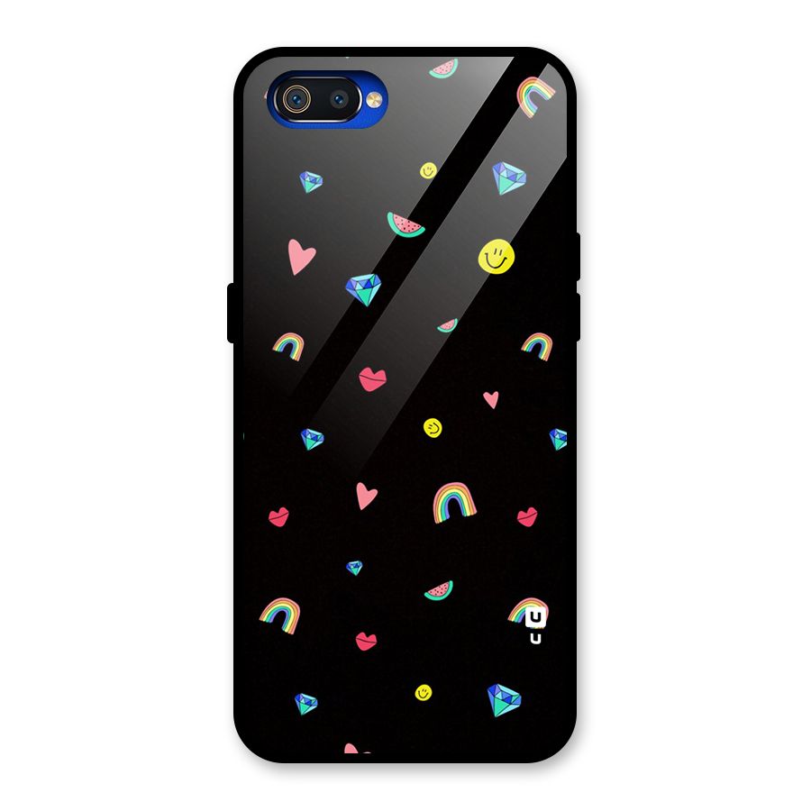 Cute Multicolor Shapes Glass Back Case for Realme C2