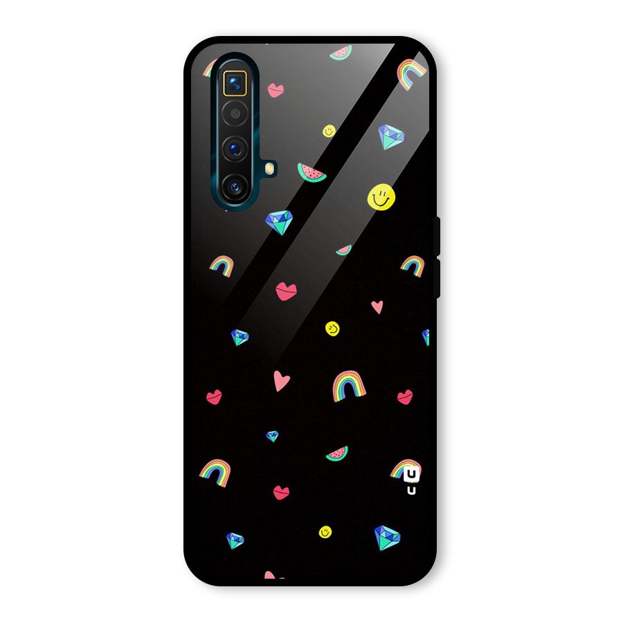 Cute Multicolor Shapes Glass Back Case for Realme X3
