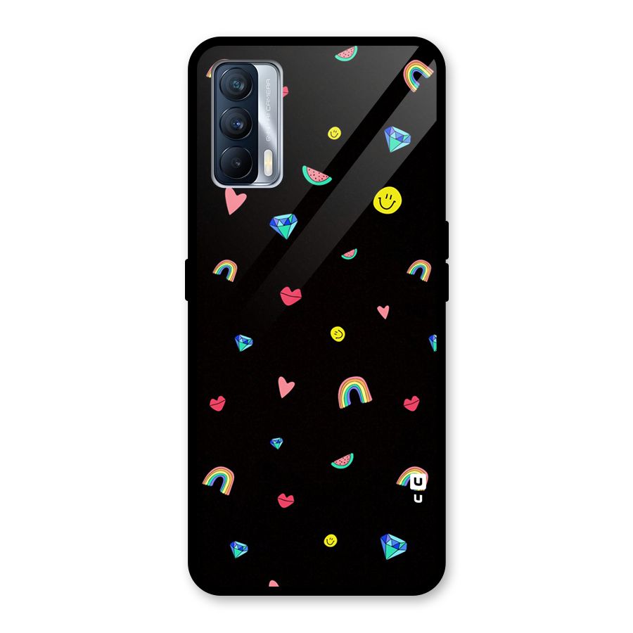 Cute Multicolor Shapes Glass Back Case for Realme X7