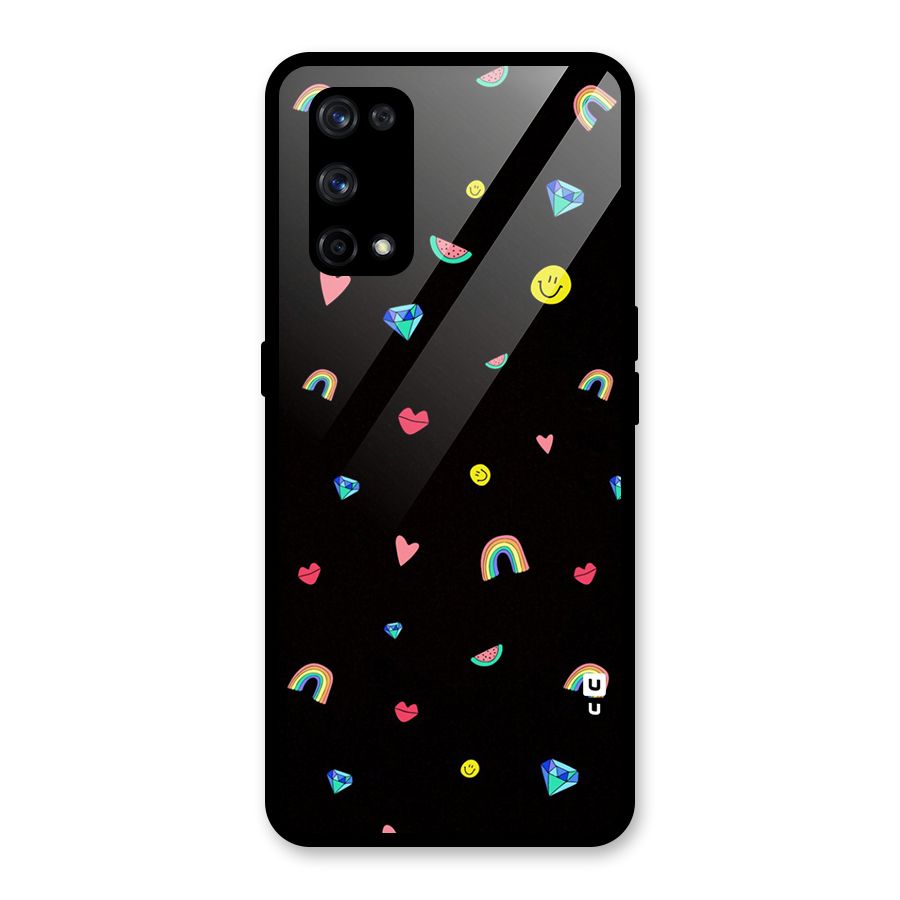 Cute Multicolor Shapes Glass Back Case for Realme X7 Pro