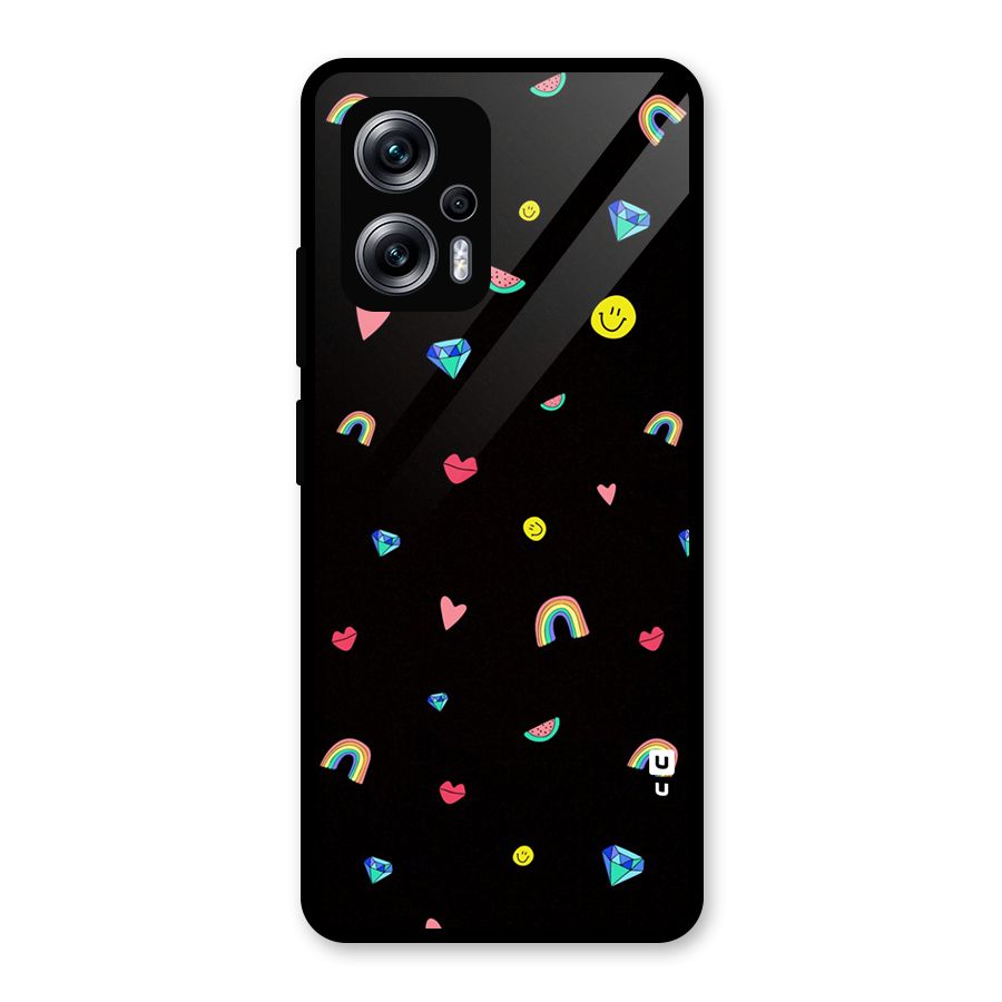 Cute Multicolor Shapes Glass Back Case for Redmi K50i