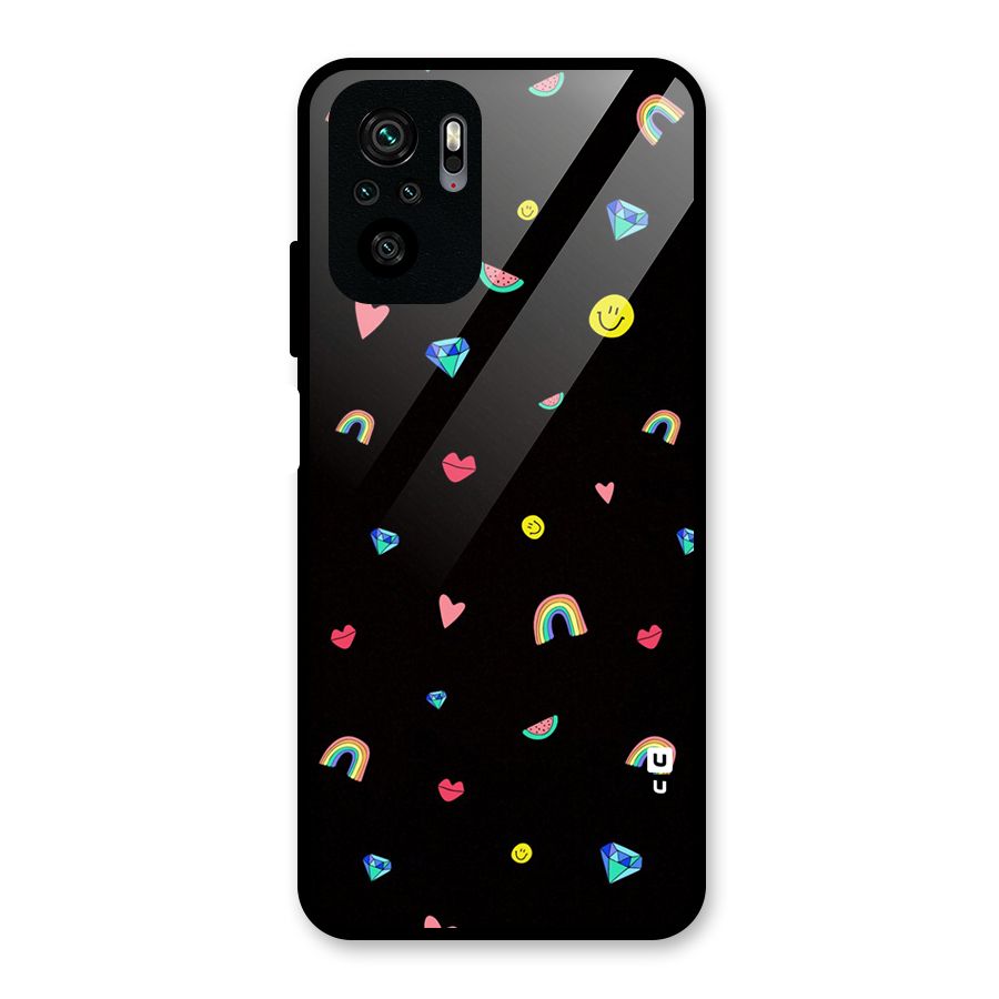 Cute Multicolor Shapes Glass Back Case for Redmi Note 10S