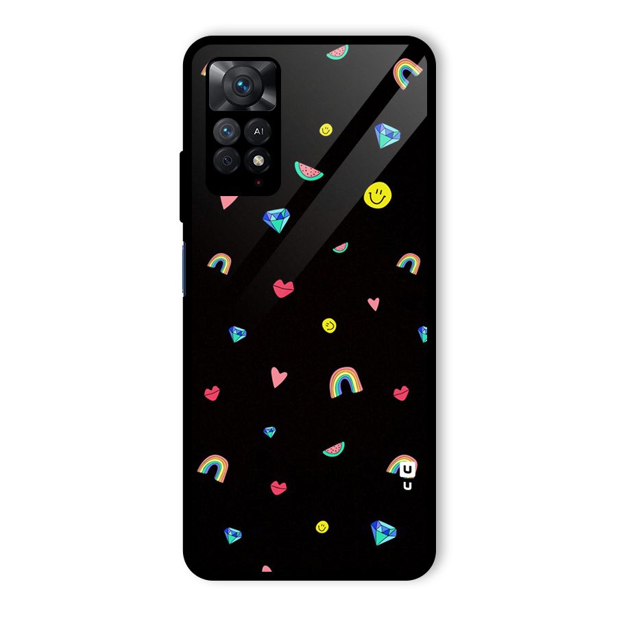 Cute Multicolor Shapes Glass Back Case for Redmi Note 11 Pro Plus 5G
