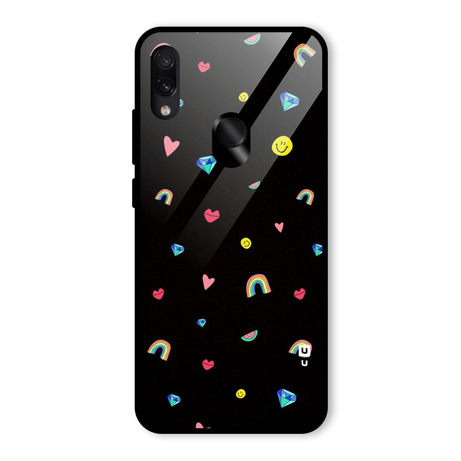 Cute Multicolor Shapes Glass Back Case for Redmi Note 7 Pro