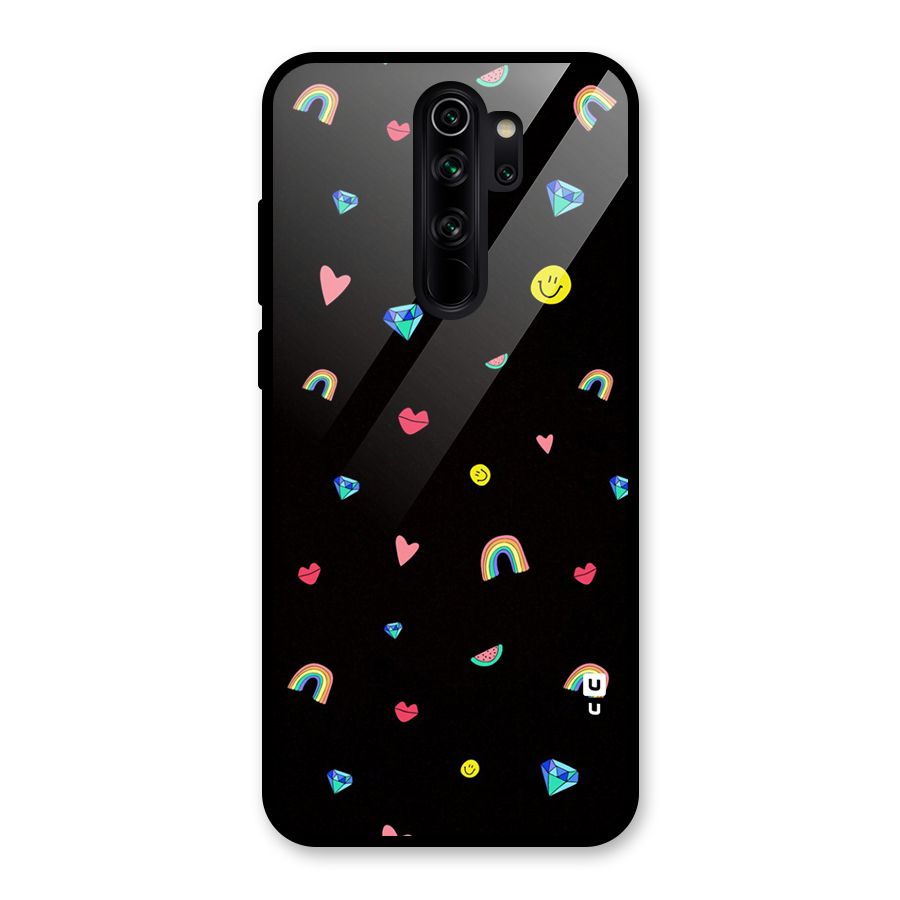 Cute Multicolor Shapes Glass Back Case for Redmi Note 8 Pro