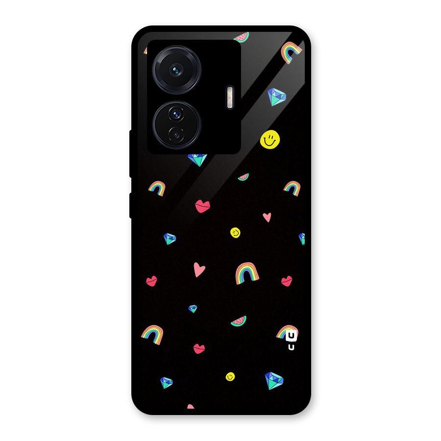 Cute Multicolor Shapes Glass Back Case for Vivo T1 Pro