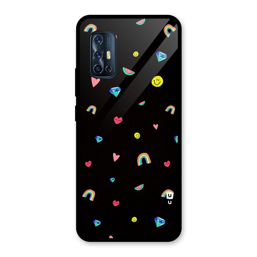 Cute Multicolor Shapes Glass Back Case for Vivo V17