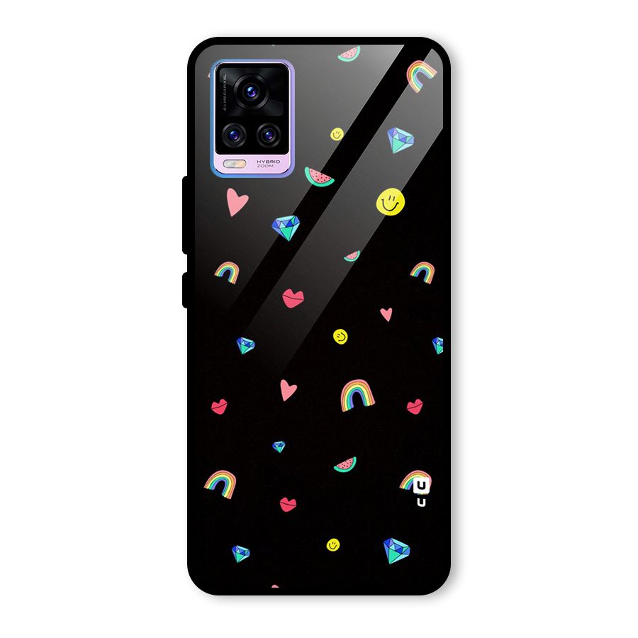 Cute Multicolor Shapes Glass Back Case for Vivo V20 Pro